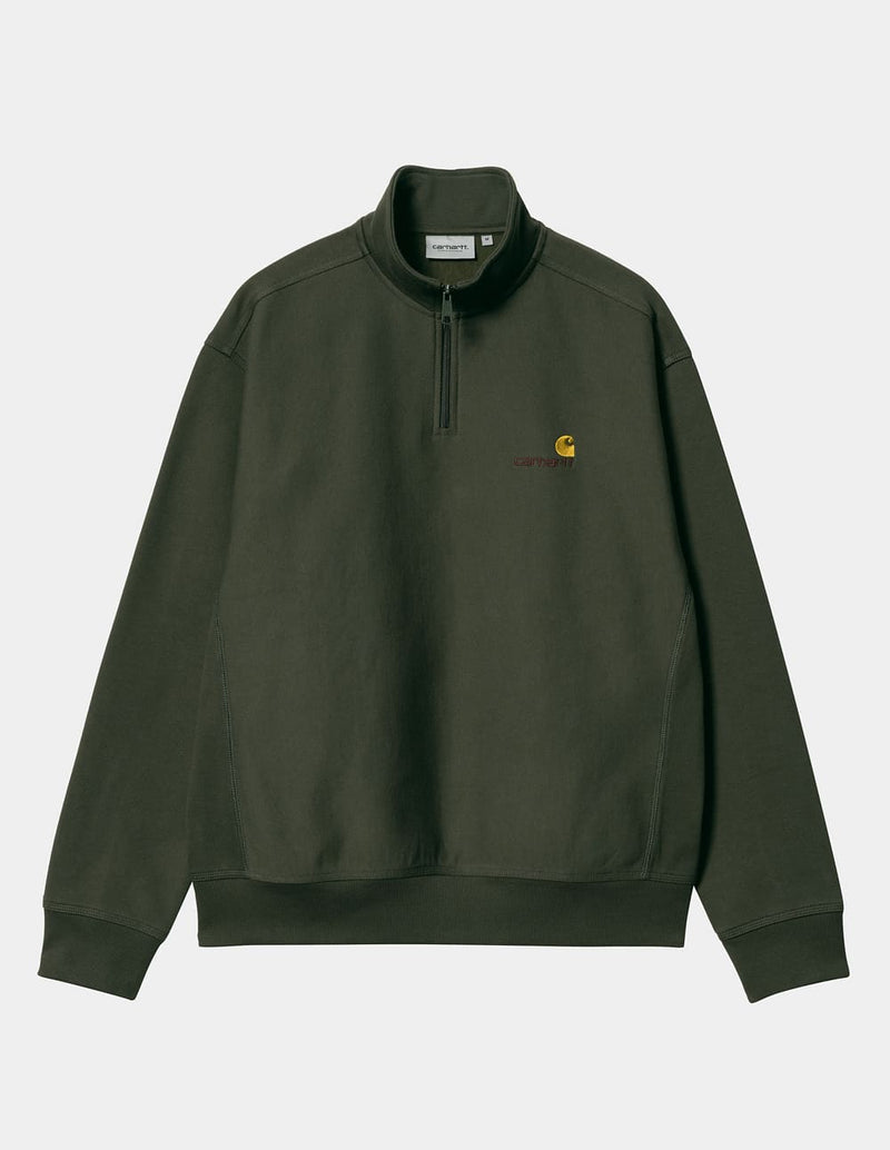 Sudadera Carhartt WIP Half Zip American Script  Verde Hombre