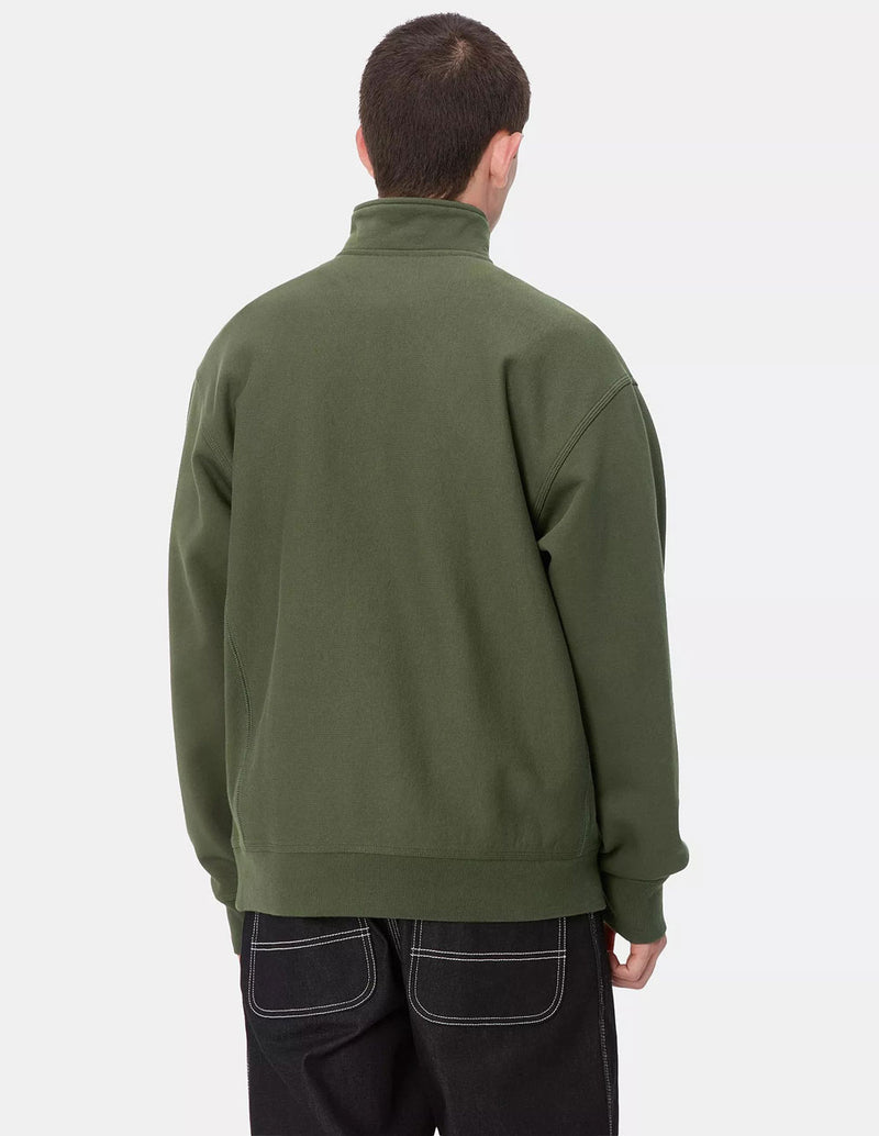 Sudadera Carhartt WIP Half Zip American Script Verde Hombre