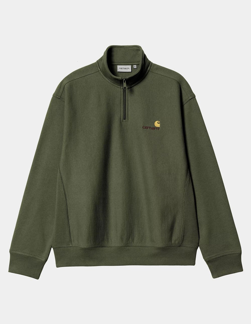 Sudadera Carhartt WIP Half Zip American Script Verde Hombre