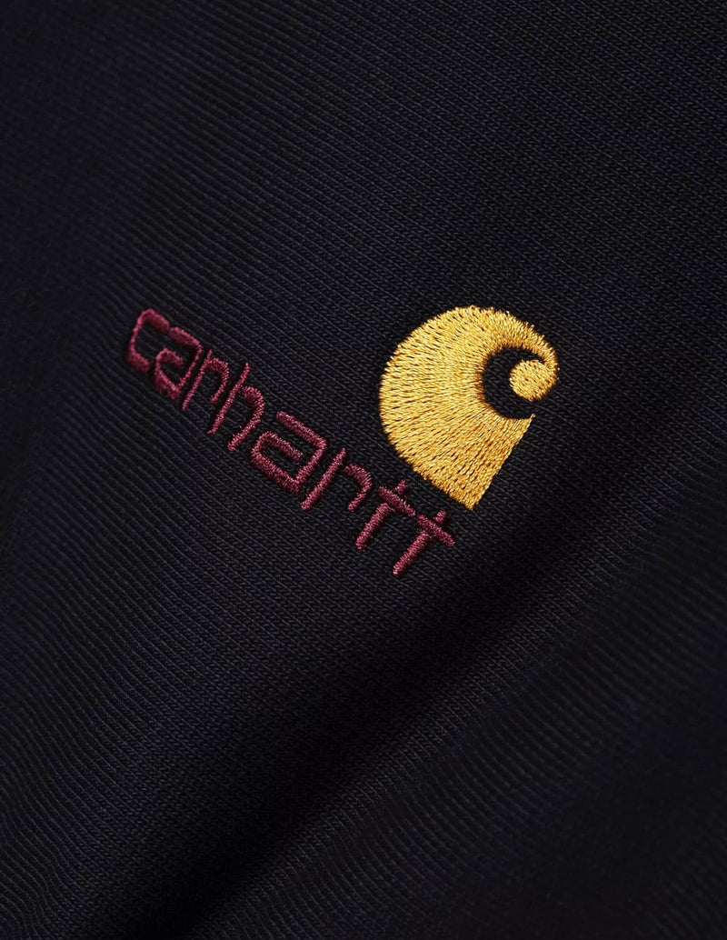 Sudadera Carhartt WIP Half Zip American Script Negra Hombre