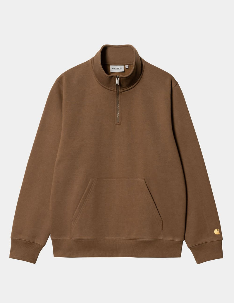 Sudadera Carhartt WIP Chase Neck Zip Marrón Hombre