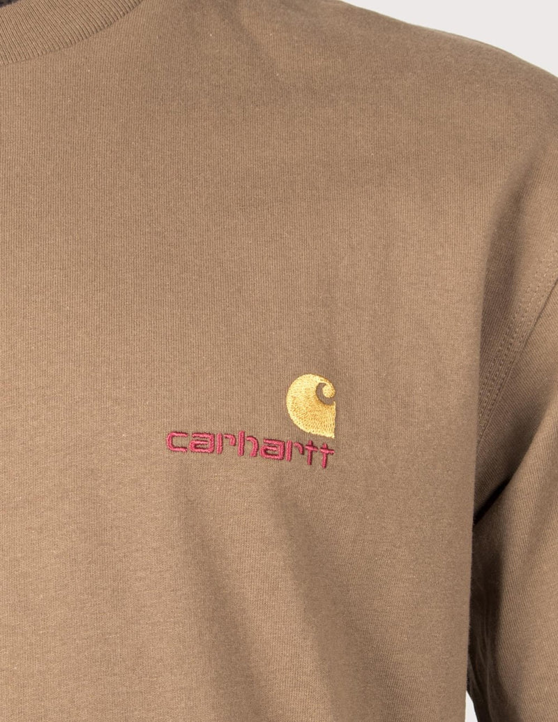 Camiseta Carhartt WIP American Script Marrón Hombre