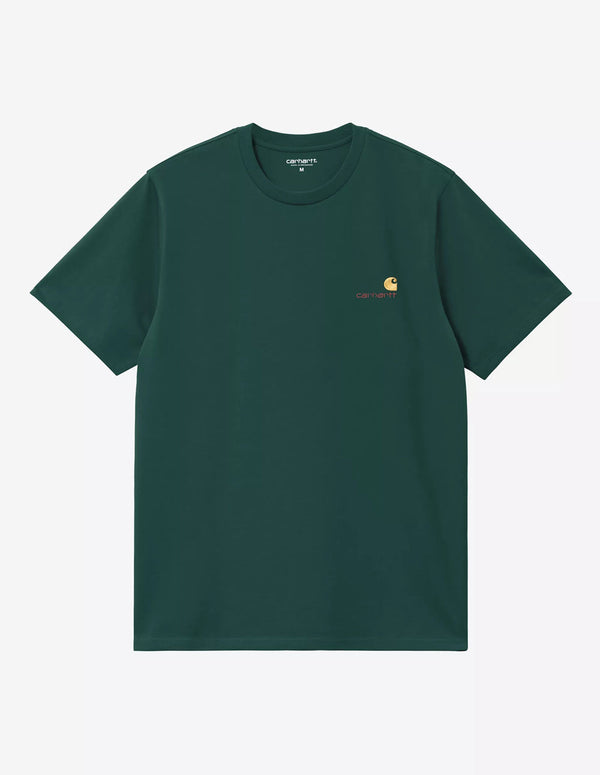 Camiseta Carhartt WIP American Script Verde Hombre