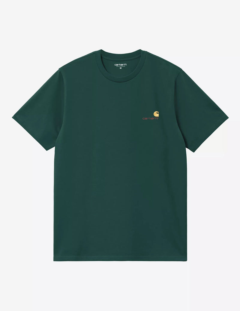 Camiseta Carhartt WIP American Script Verde Hombre