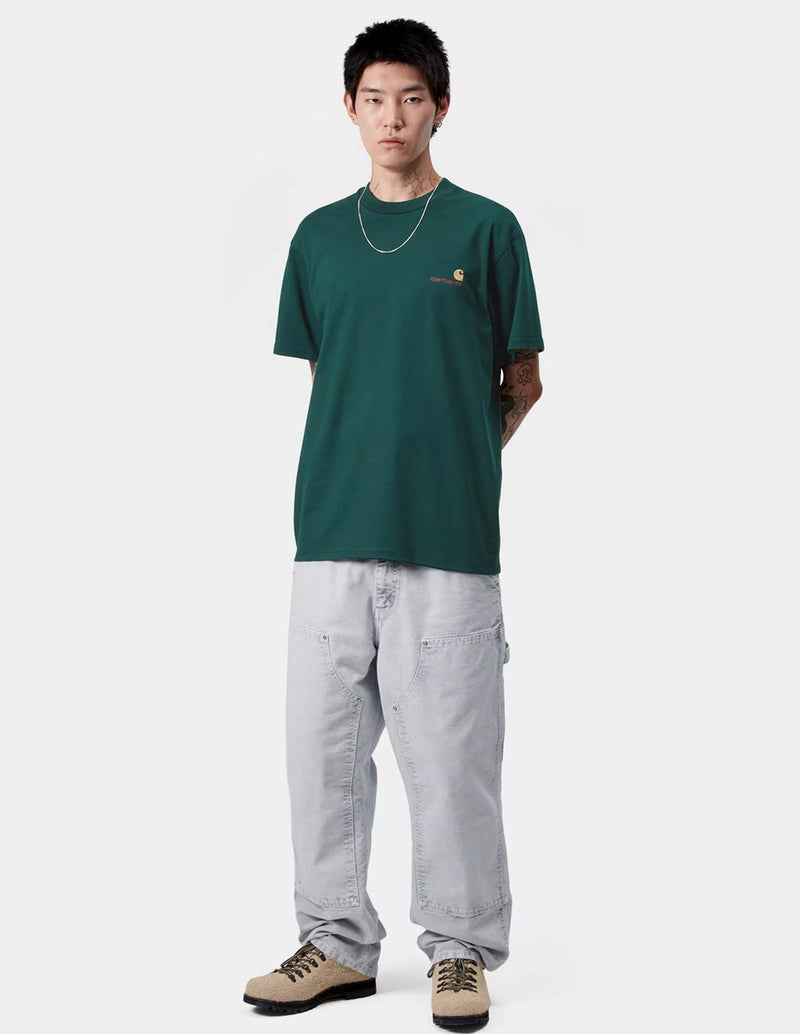 Camiseta Carhartt WIP American Script Verde Hombre
