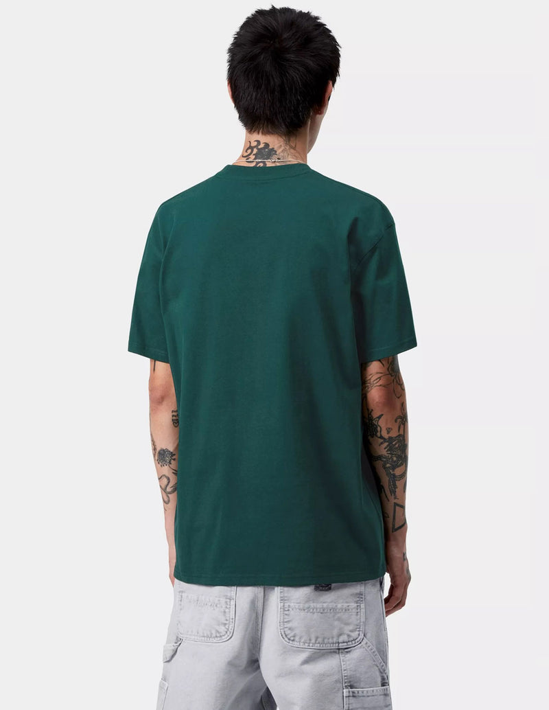 Camiseta Carhartt WIP American Script Verde Hombre