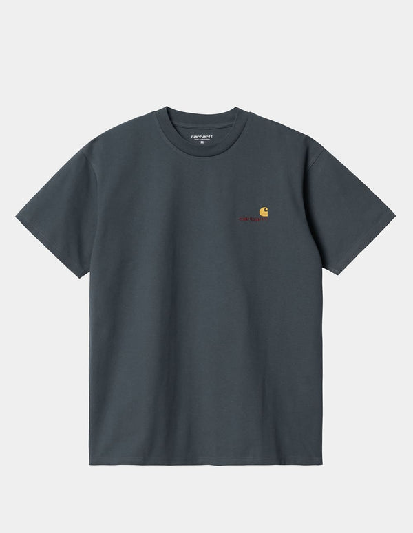 Camiseta Carhartt WIP American Script Azul Hombre