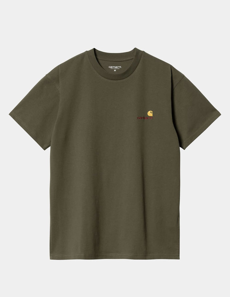 Camiseta Carhartt WIP American Script Verde Hombre