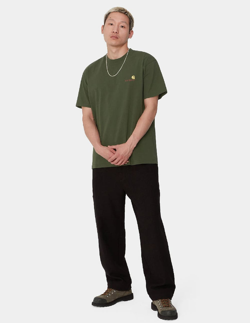 Camiseta Carhartt WIP American Script Verde Hombre