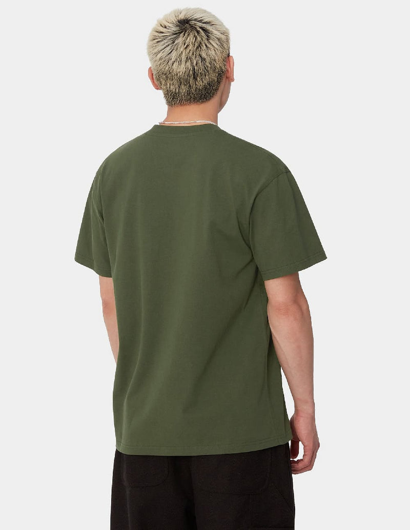 Camiseta Carhartt WIP American Script Verde Hombre