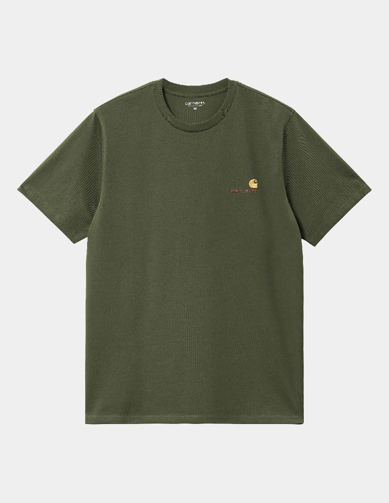 Camiseta Carhartt WIP American Script Verde Hombre