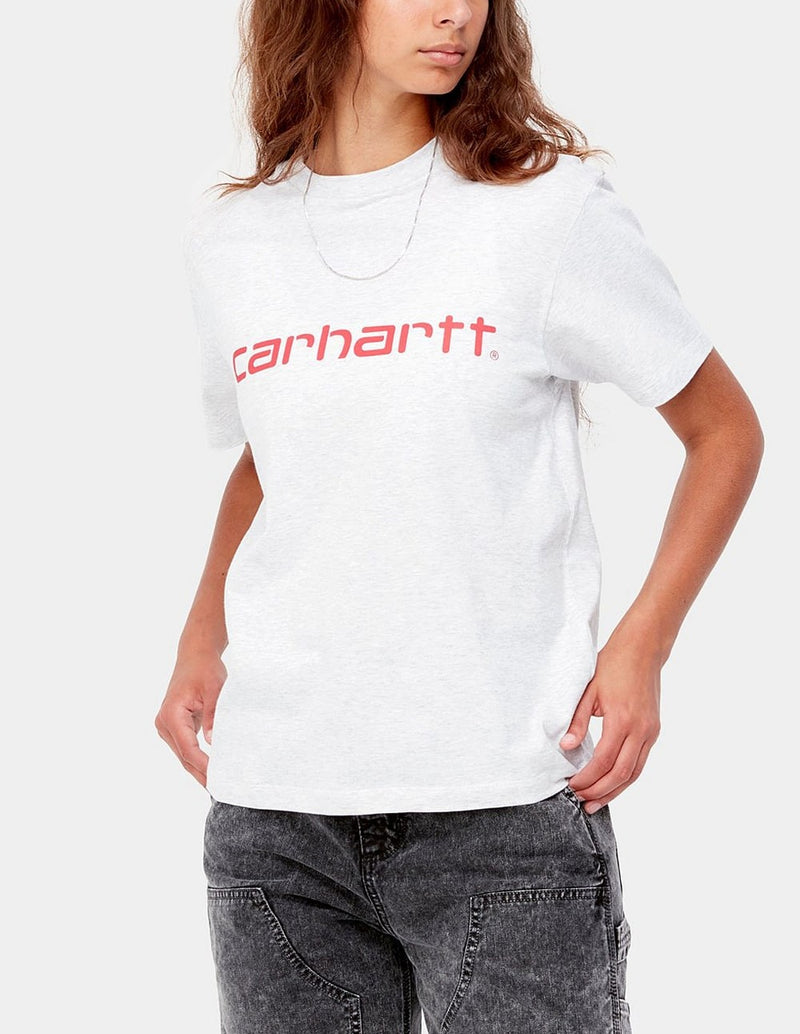 Camiseta Carhartt WIP Script con Logo Gris Mujer