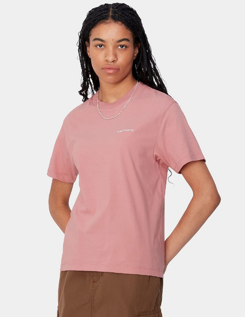 Camiseta Carhartt WIP Script Embroidery Rosa Mujer