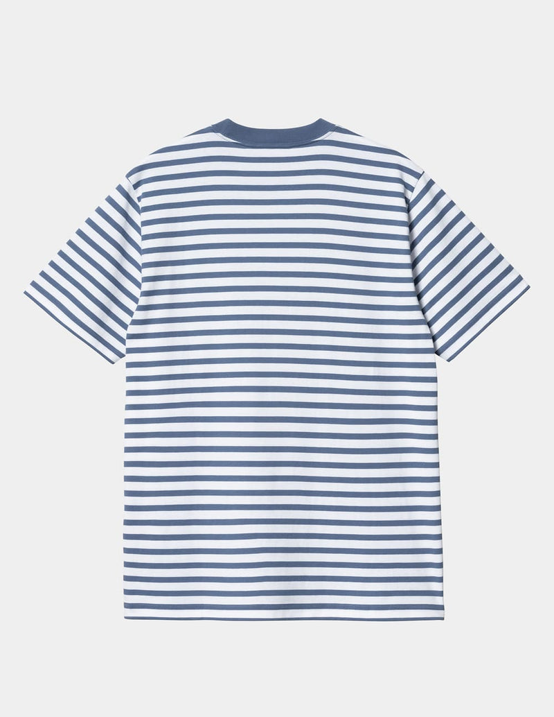 Camiseta Carhartt WIP Seidler Pocket Azul y Blanca Hombre