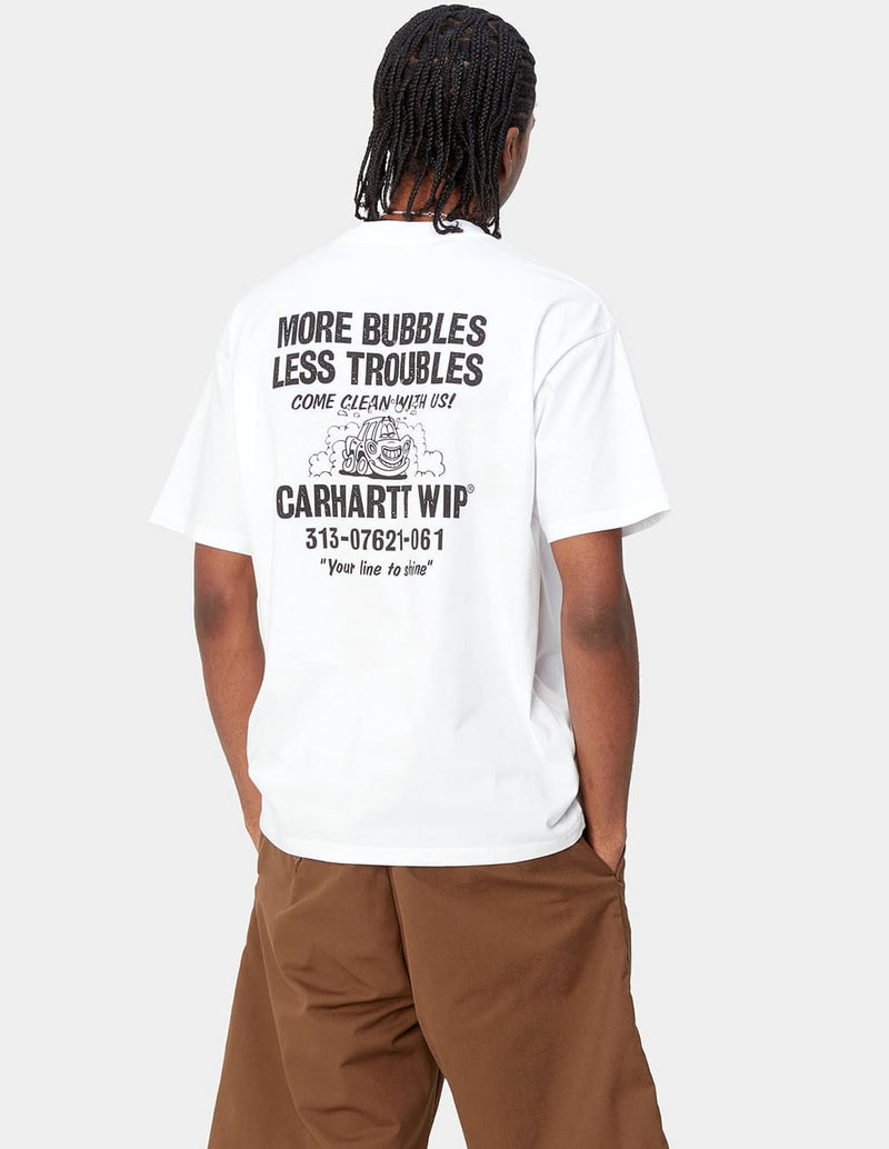 Camiseta Carhartt WIP Less Troubles Blanca Hombre