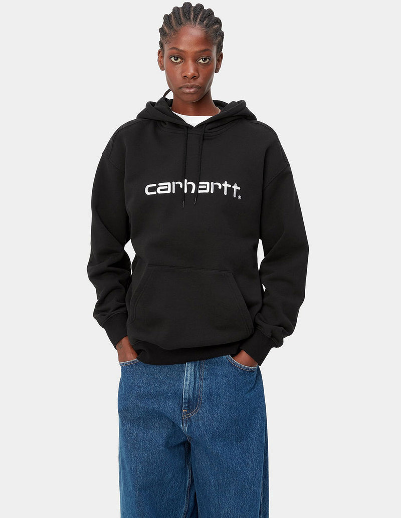 Sudadera con Capucha Carhartt WIP con Logo Negra Mujer