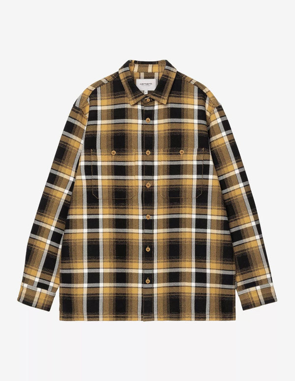 Camisa Carhartt WIP Vaughn Marrón y Negra Hombre