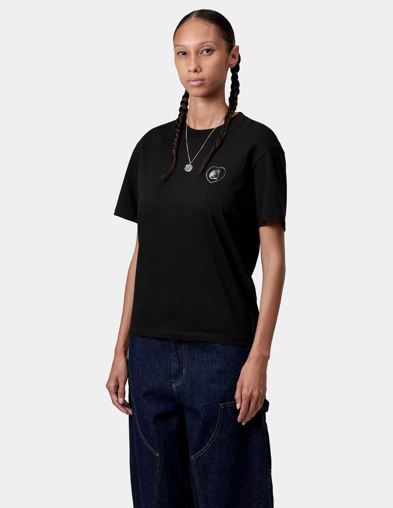 Camiseta Carhartt WIP Hearts Of Hartts Negra Mujer