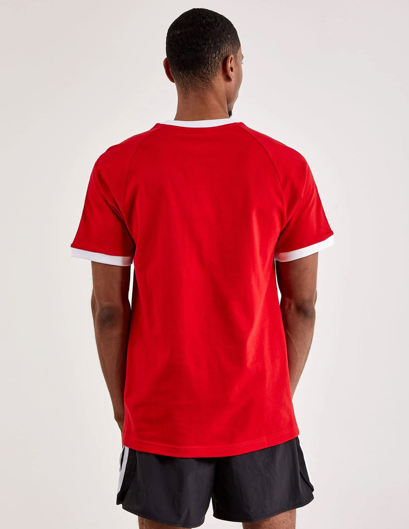 Camiseta adidas Classics 3 Rayas Roja Hombre