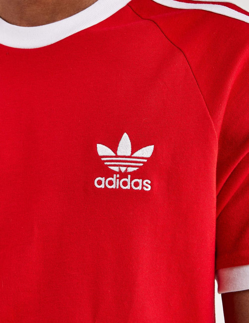 Camiseta adidas Classics 3 Rayas Roja Hombre
