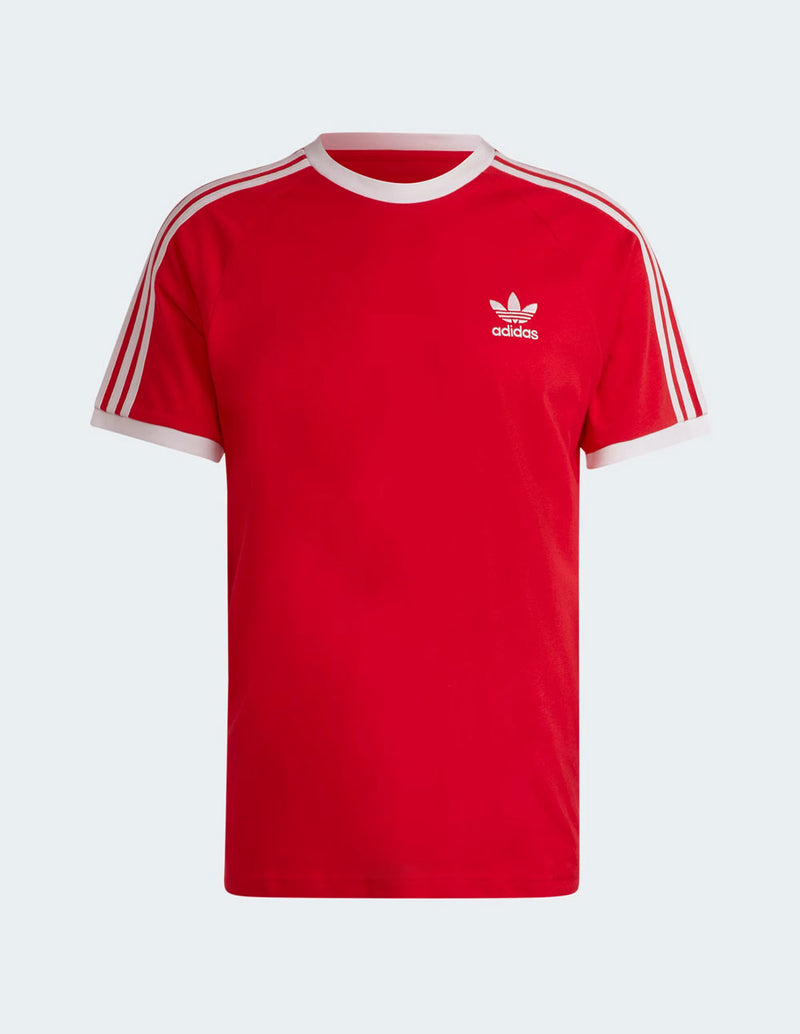 Camiseta adidas Classics 3 Rayas Roja Hombre