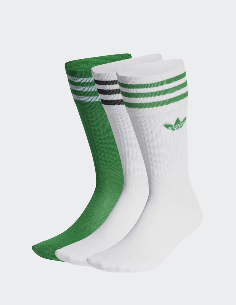 adidas Classics 3 Pack Socks White and Green Unisex
