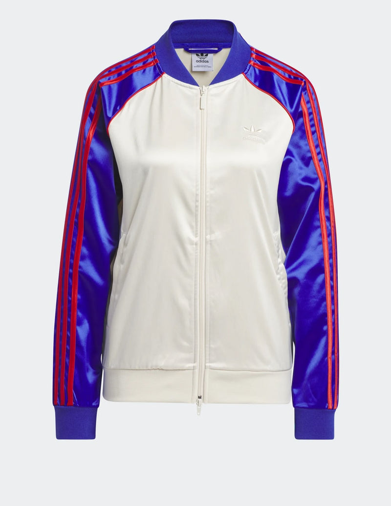 Chaqueta adidas Satin SST Blanca y Azul Mujer