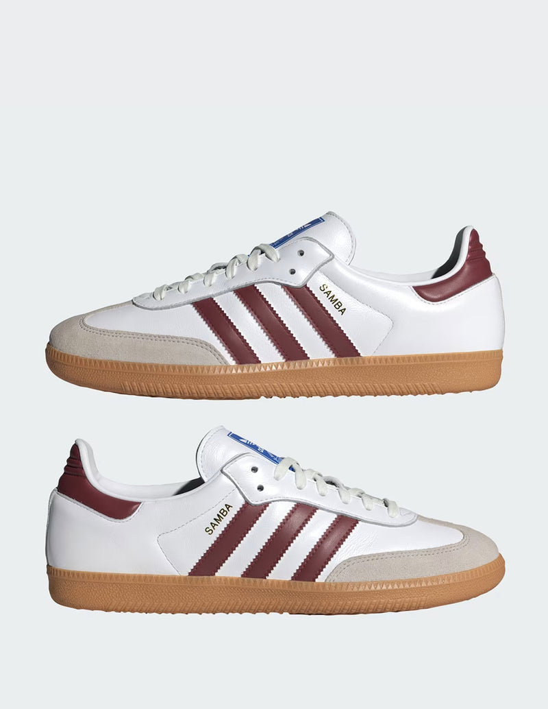 adidas Samba OG Blancas y Burdeos Hombre