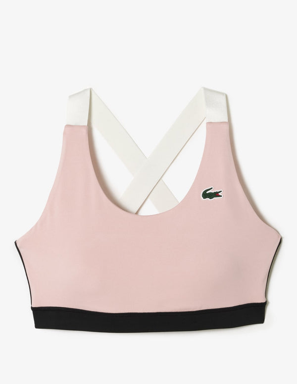 Sujetador Deportivo Lacoste con Tirantes Cruzados Rosa Mujer