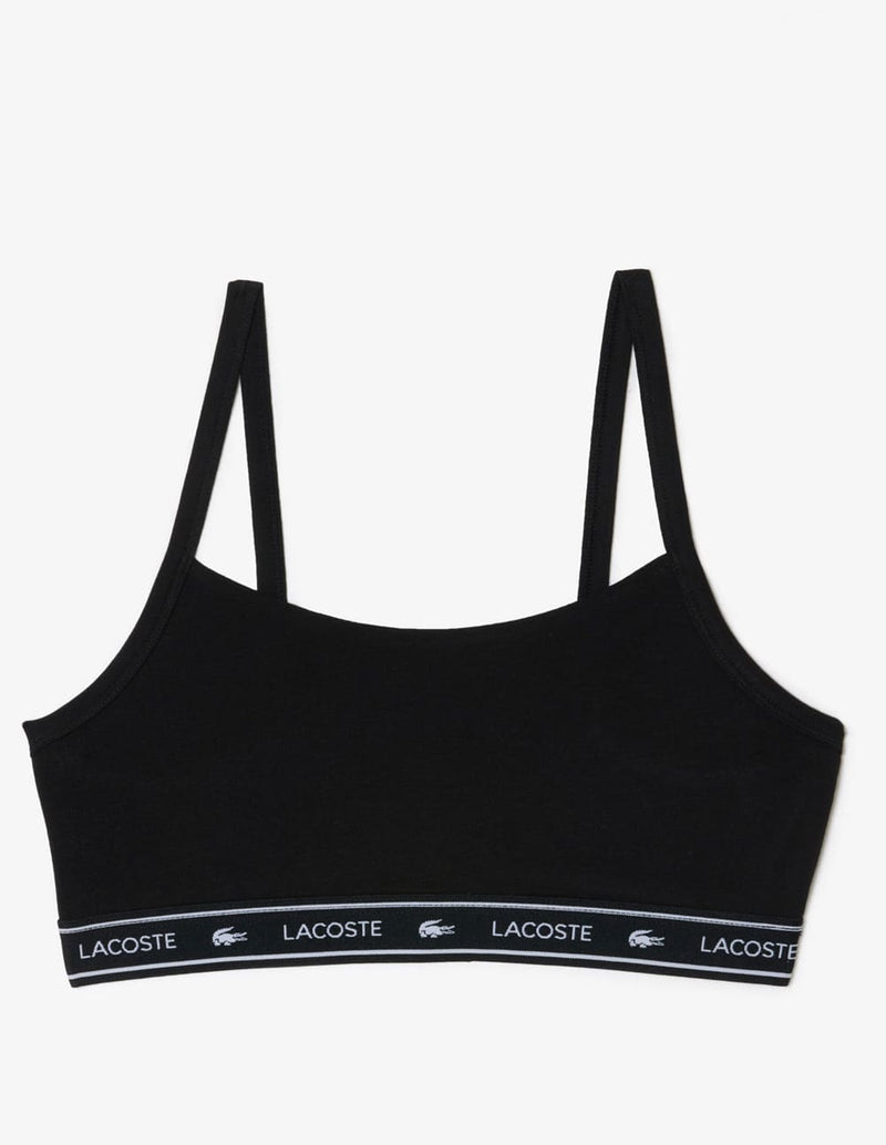 Sujetador Deportivo Lacoste con Logo Negro Mujer