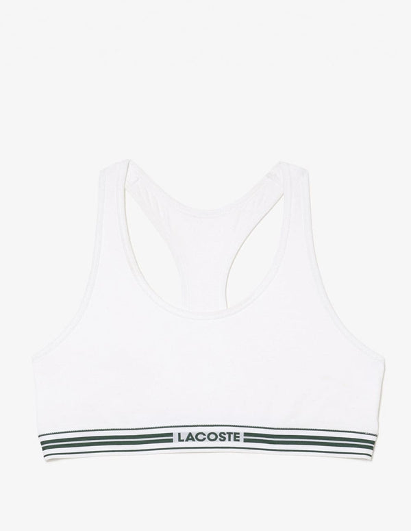 Sujetador Deportivo Lacoste con Logo Blanco Mujer