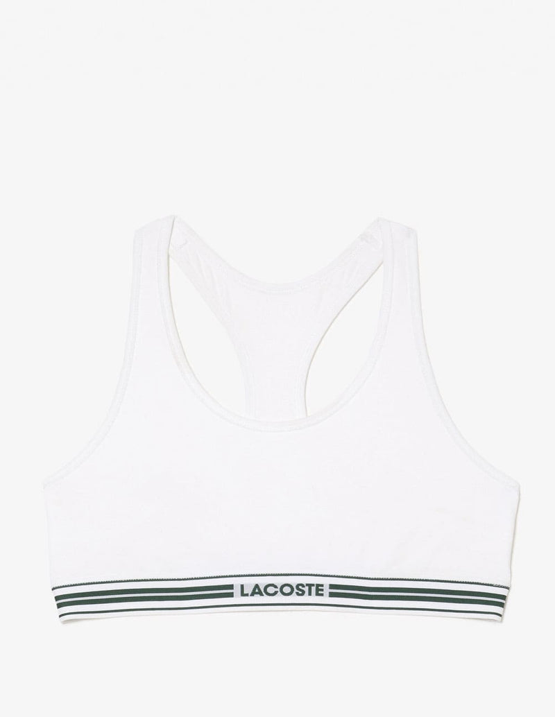 Sujetador Deportivo Lacoste con Logo Blanco Mujer