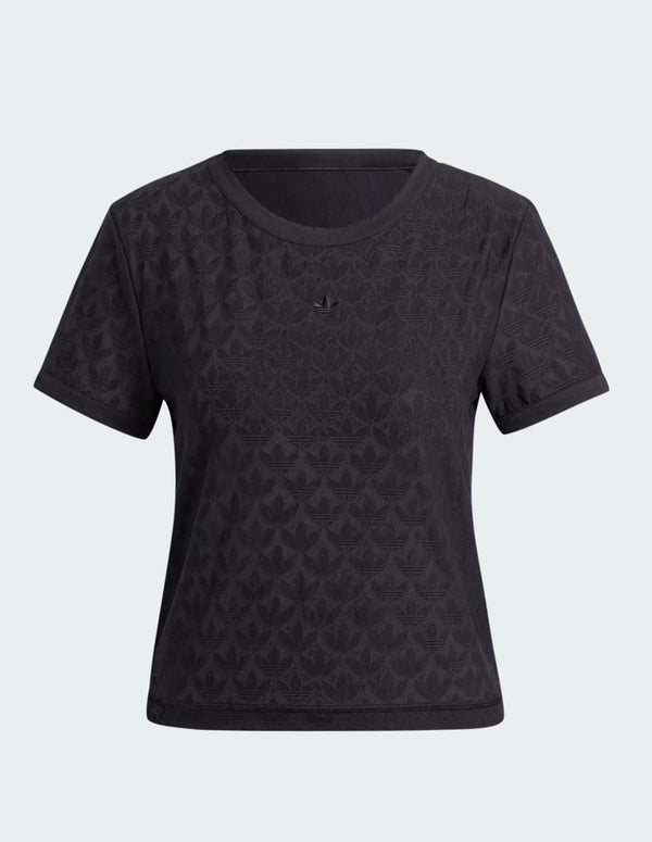 Camiseta adidas Fashion Monogram Lace Cropped Negra Mujer