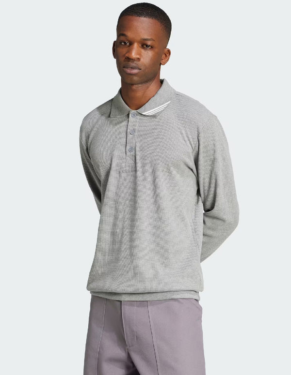 Polo adidas de Manga Larga Gris Hombre