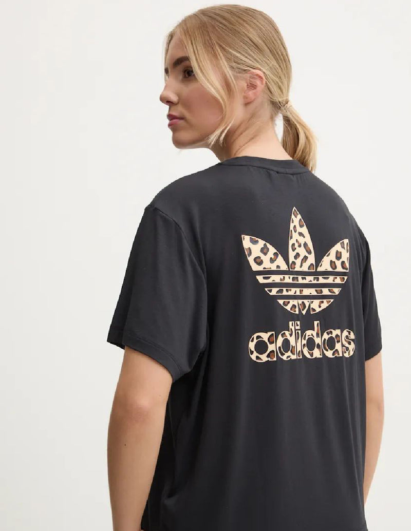 Camiseta adidas Leopard Trefoil Negra Mujer