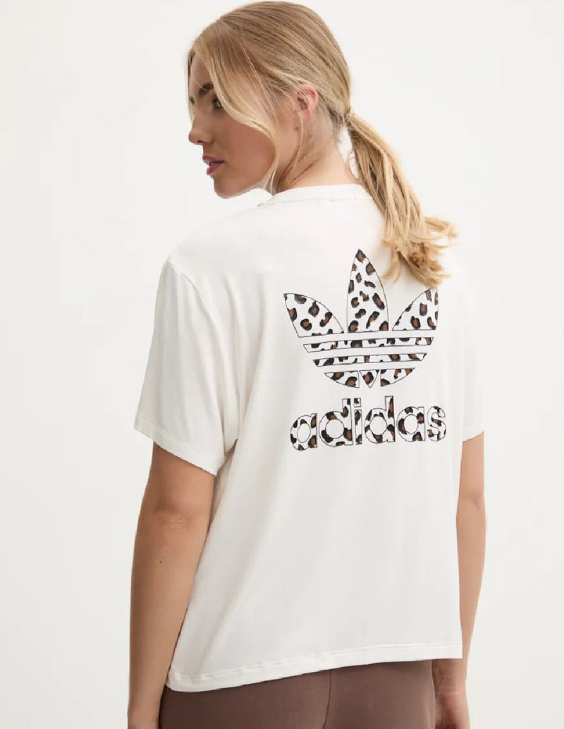 Camiseta adidas Trefoil Leopard Blanca Mujer