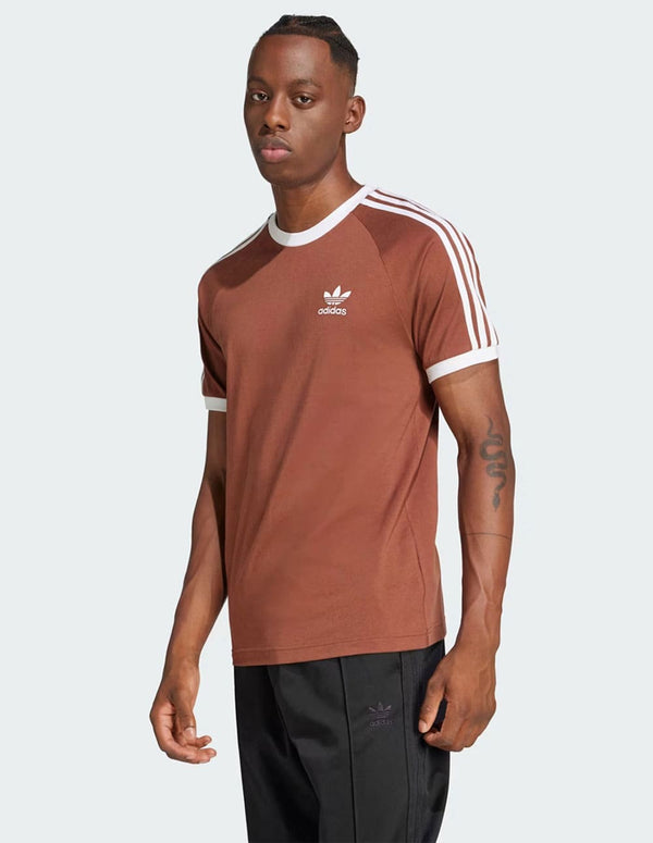 Camiseta adidas Classics 3 Bandas Marrón Hombre