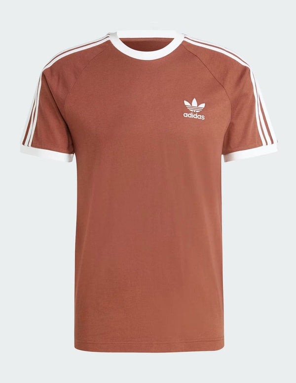 Camiseta adidas Classics 3 Bandas Marrón Hombre