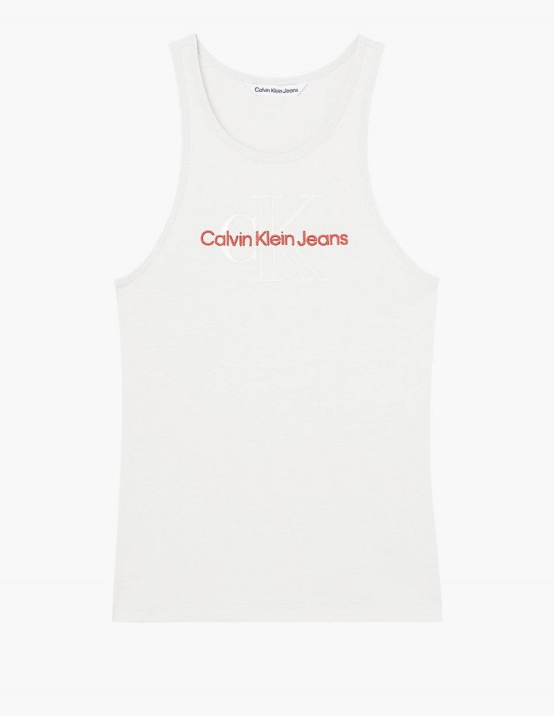 Camiseta Calvin Klein Jeans de Tirantes con Logo Beige Mujer