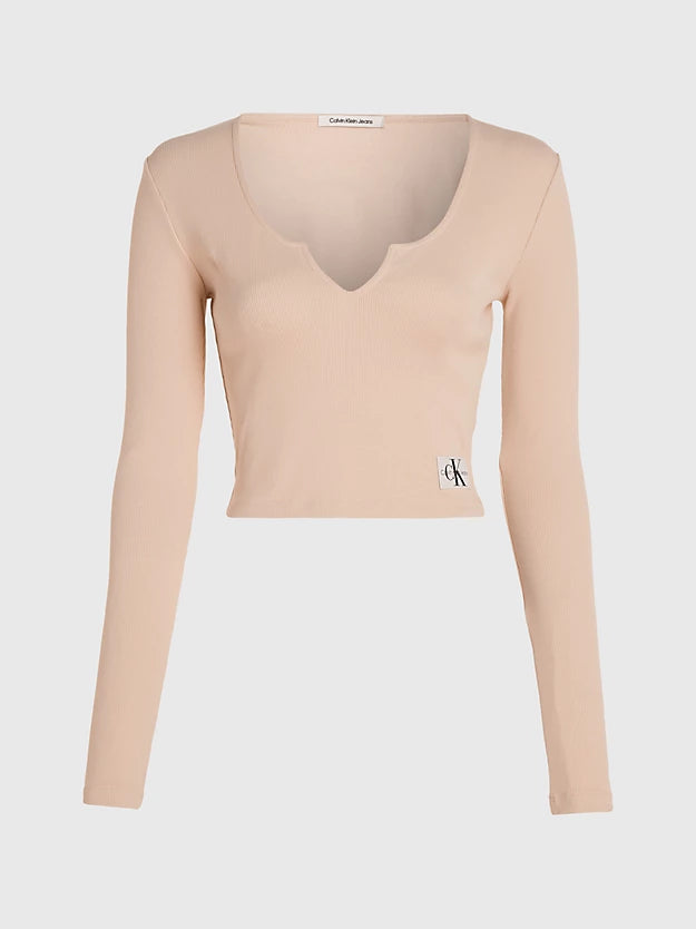 Top Calvin Klein Jeans de Manga Larga Beige Mujer