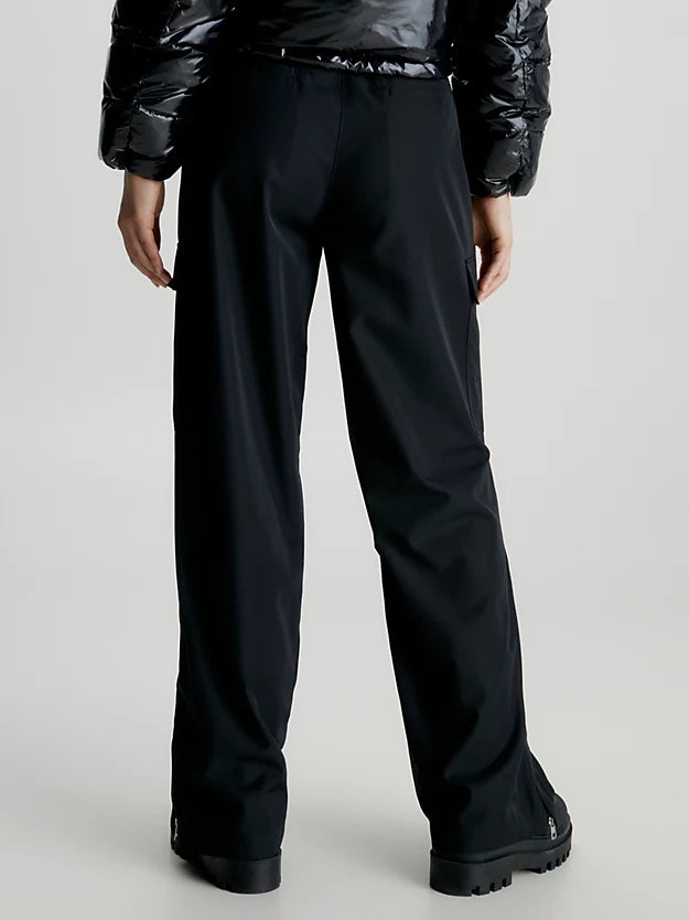Pantalón Calvin Klein Jeans Holgado con Logo Negro Mujer