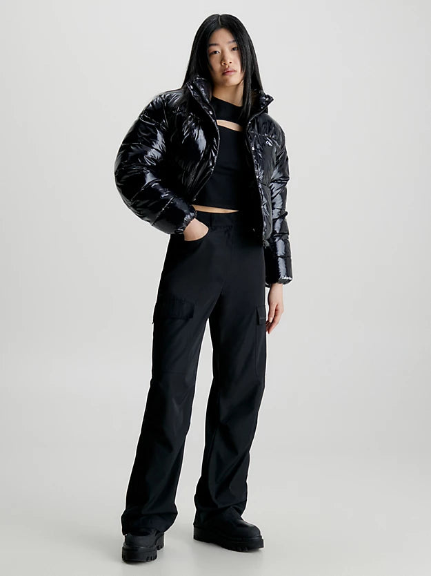 Pantalón Calvin Klein Jeans Holgado con Logo Negro Mujer