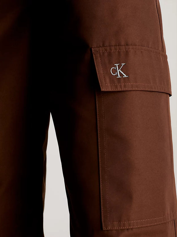 Pantalón Calvin Klein Jeans Holgado con Logo Marrón Mujer