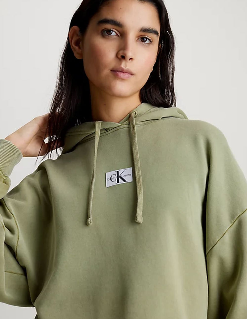 Sudadera con Capucha Calvin Klein Jeans de Algodón Lavado Verde