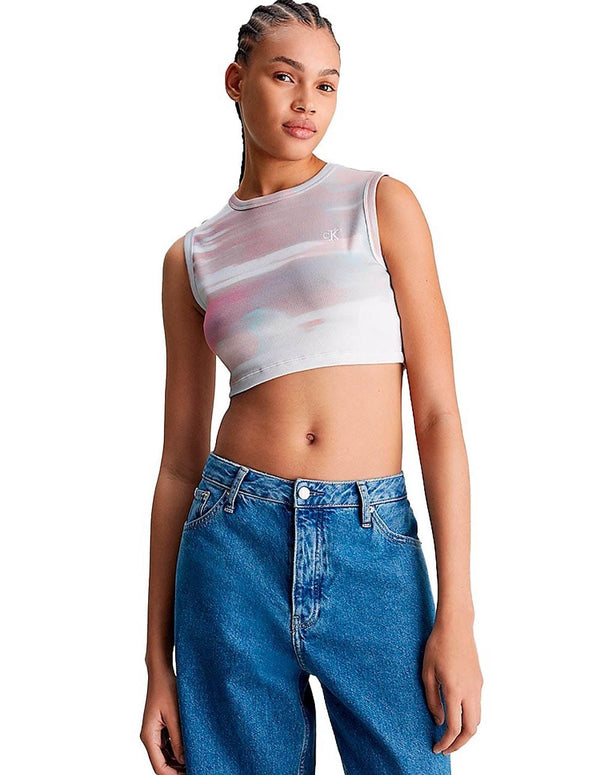 Top Calvin Klein Jeans Cropped Estampado Multicolor Mujer