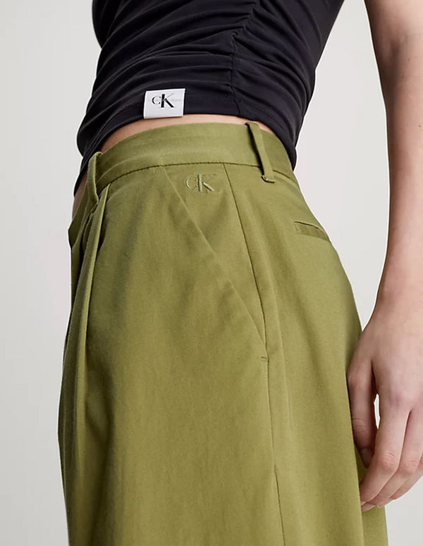 Pantalón Calvin Klein Jeans Cotton Twill Straight Verde Mujer
