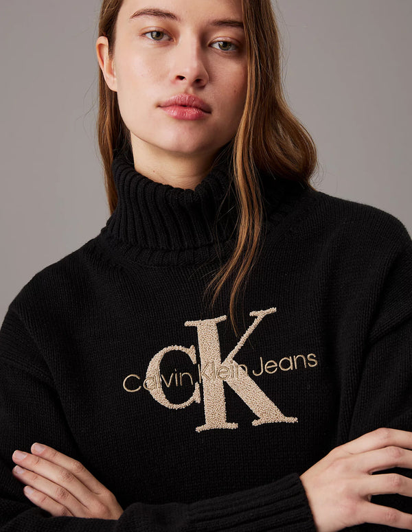 Jersey Calvin Klein Jeans con Logo Monograma Negro Mujer