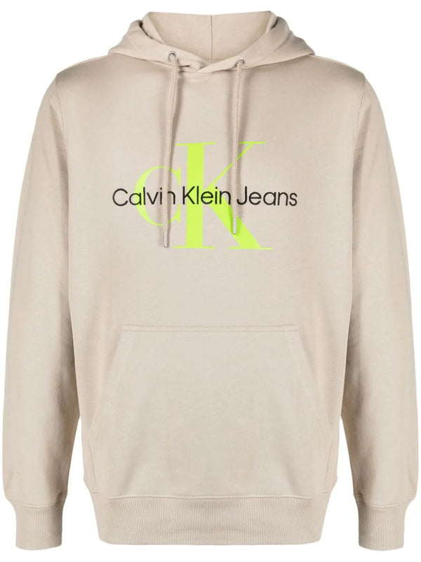 Sudadera con Capucha Calvin Klein Jeans con Logo Beige Hombre