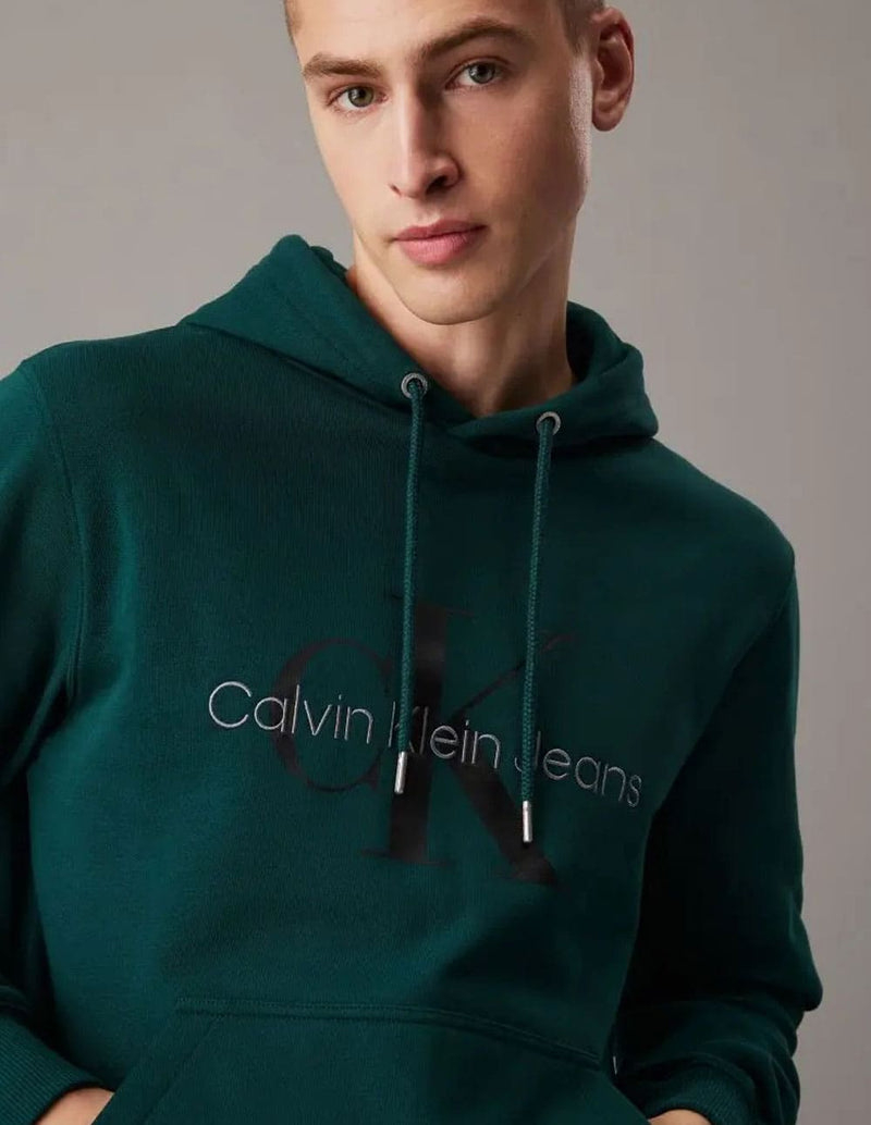 Sudadera con Capucha Calvin Klein Jeans con Logo Verde Hombre