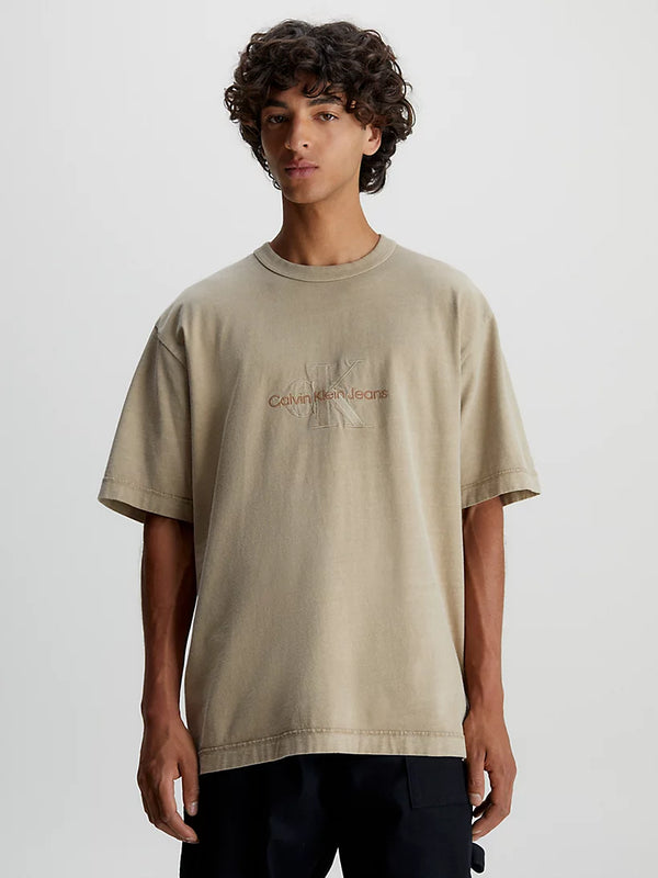 Camiseta Calvin Klein Jeans con Logo Monogram Beige Hombre
